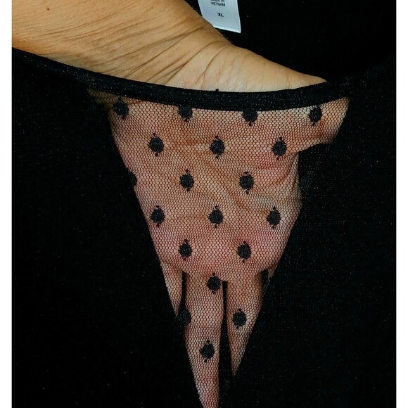 VTG Sears Black Cocktail Dress XL Knee Length Little Black Dress Y2K Lace - Picture 3 of 6